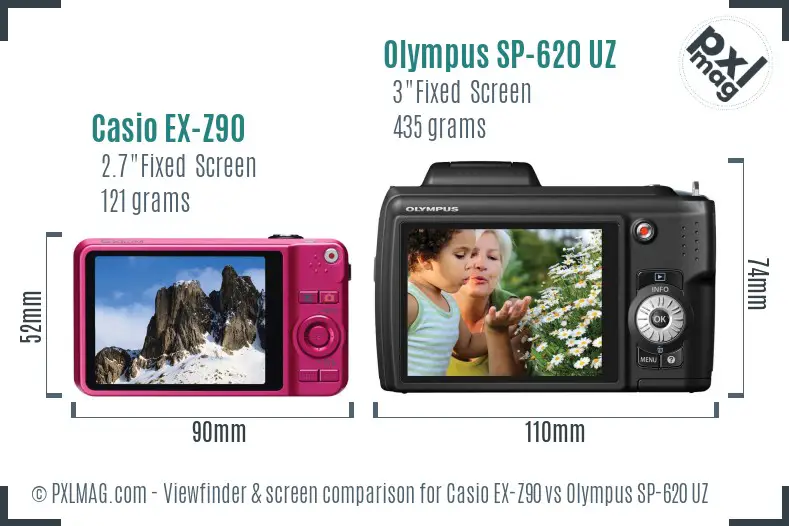 Casio EX-Z90 vs Olympus SP-620 UZ Screen and Viewfinder comparison Casio EX-Z90 vs Olympus SP-620 UZ Screen and Viewfinder comparison