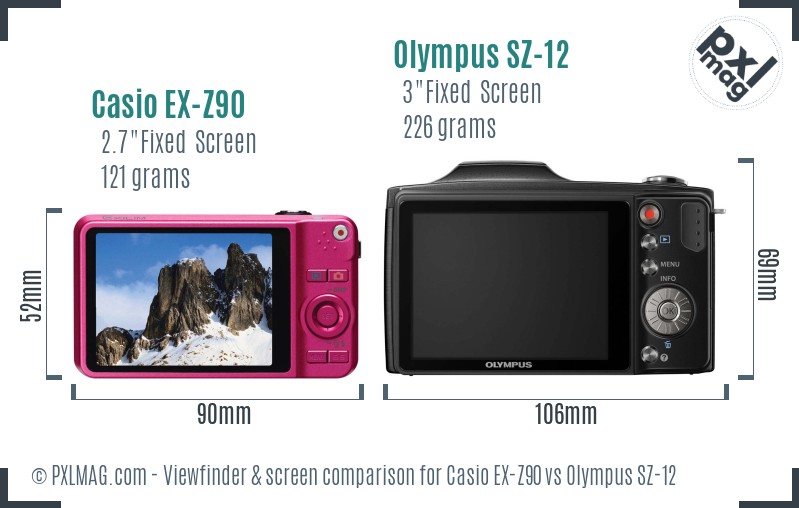 Casio EX-Z90 vs Olympus SZ-12 Screen and Viewfinder comparison