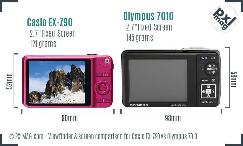 Casio EX-Z90 vs Olympus 7010 Screen and Viewfinder comparison