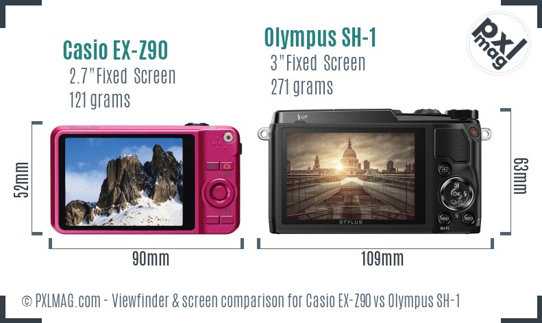 Casio EX-Z90 vs Olympus SH-1 Screen and Viewfinder comparison