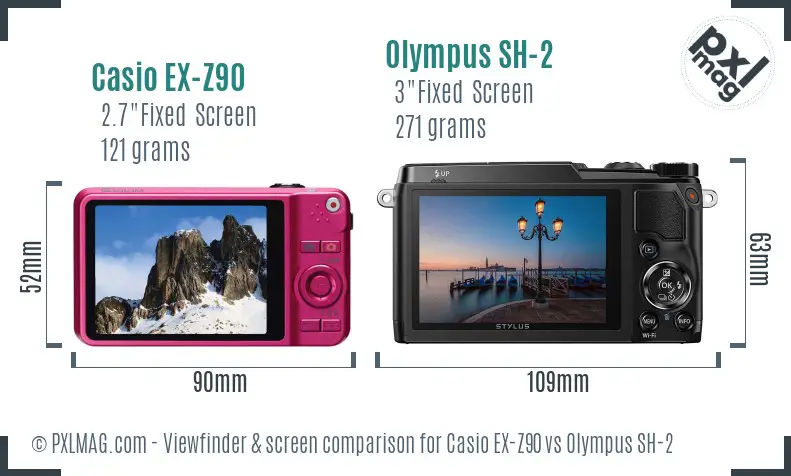 Casio EX-Z90 vs Olympus SH-2 Screen and Viewfinder comparison