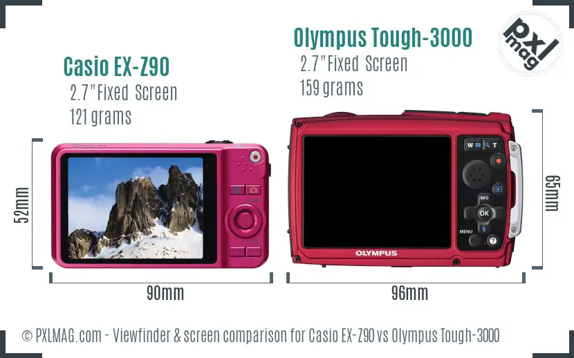 Casio EX-Z90 vs Olympus Tough-3000 Screen and Viewfinder comparison