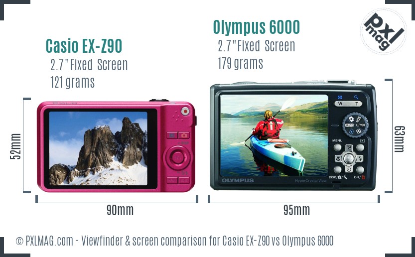 Casio EX-Z90 vs Olympus 6000 Screen and Viewfinder comparison