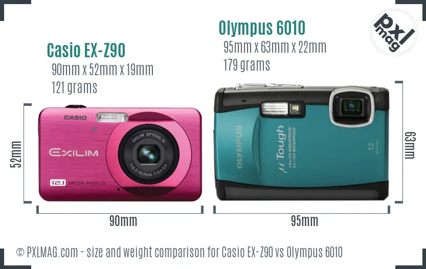 Casio EX-Z90 vs Olympus 6010 size comparison