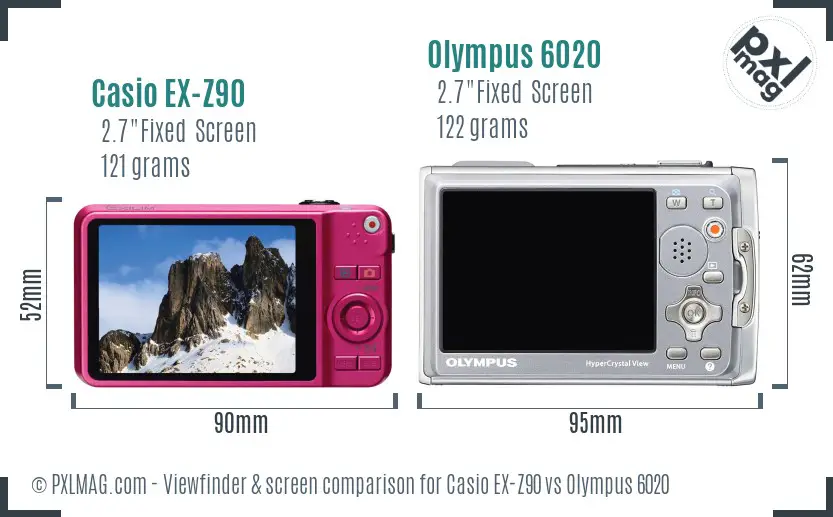 Casio EX-Z90 vs Olympus 6020 Screen and Viewfinder comparison