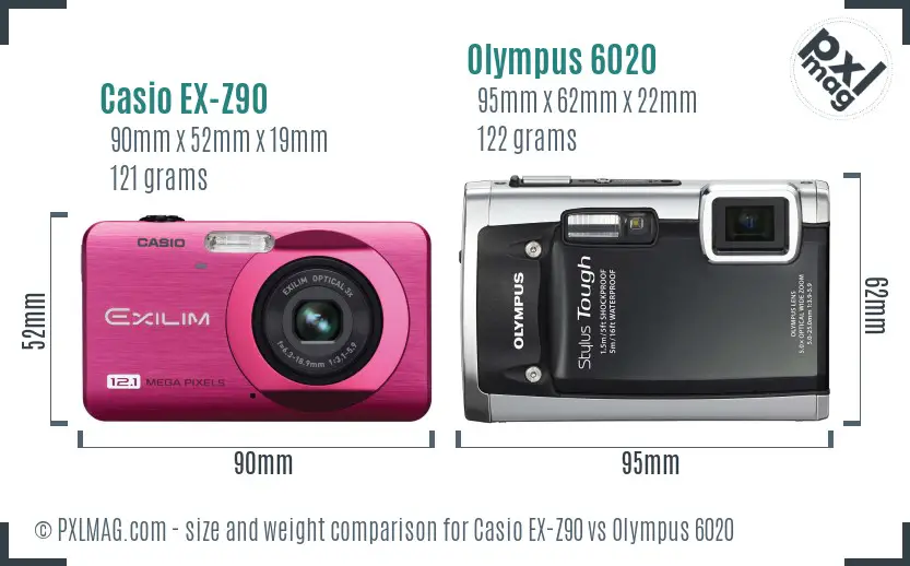 Casio EX-Z90 vs Olympus 6020 size comparison