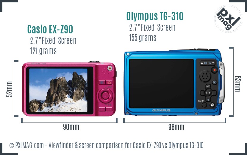 Casio EX-Z90 vs Olympus TG-310 Screen and Viewfinder comparison