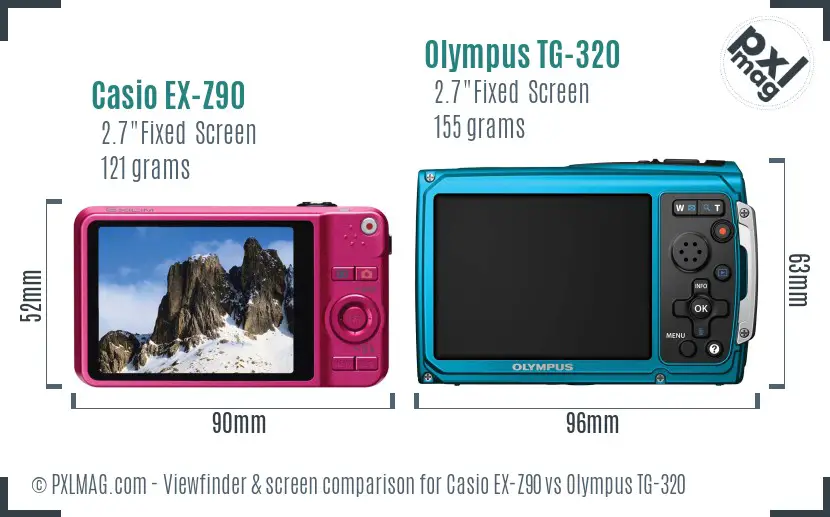 Casio EX-Z90 vs Olympus TG-320 Screen and Viewfinder comparison