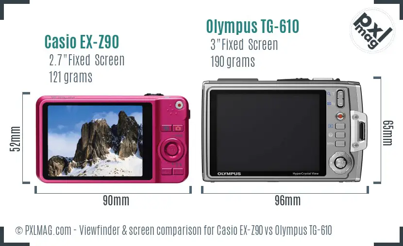 Casio EX-Z90 vs Olympus TG-610 Screen and Viewfinder comparison