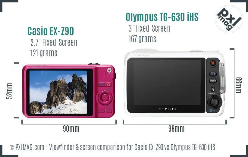 Casio EX-Z90 vs Olympus TG-630 iHS Screen and Viewfinder comparison