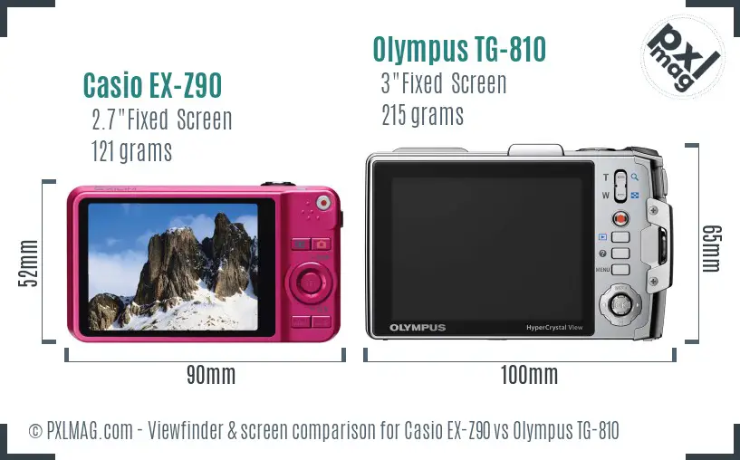 Casio EX-Z90 vs Olympus TG-810 Screen and Viewfinder comparison