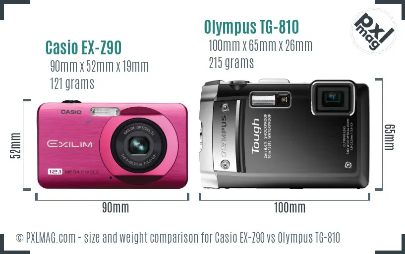 Casio EX-Z90 vs Olympus TG-810 size comparison