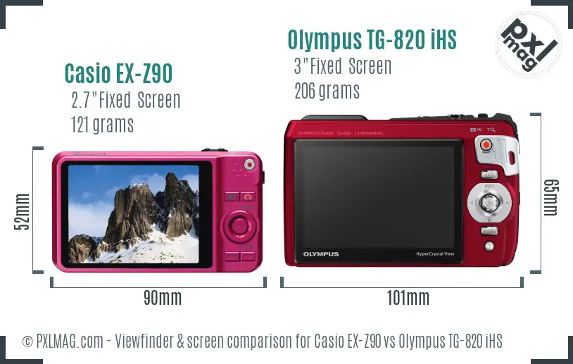 Casio EX-Z90 vs Olympus TG-820 iHS Screen and Viewfinder comparison