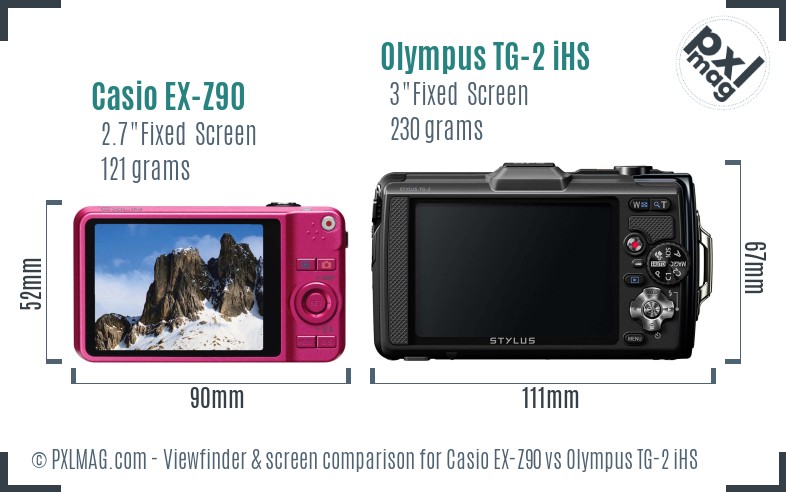Casio EX-Z90 vs Olympus TG-2 iHS Screen and Viewfinder comparison
