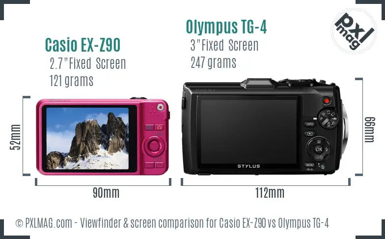 Casio EX-Z90 vs Olympus TG-4 Screen and Viewfinder comparison