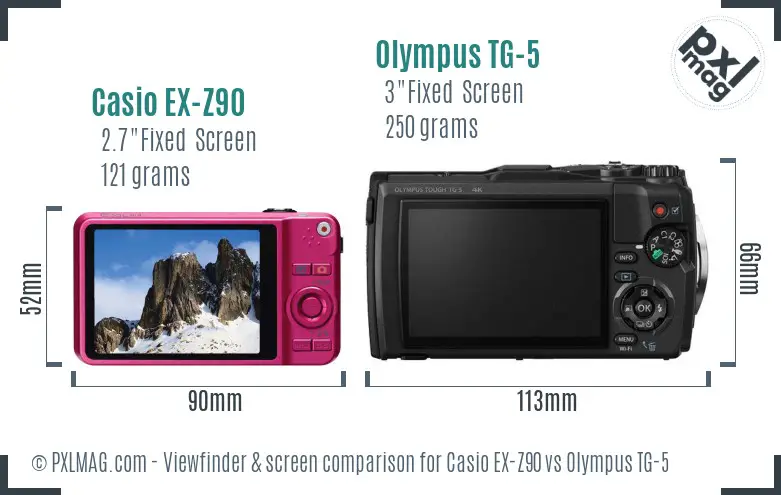 Casio EX-Z90 vs Olympus TG-5 Screen and Viewfinder comparison