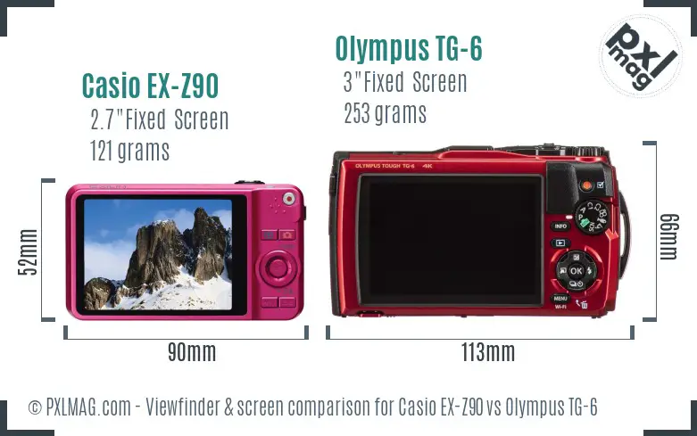 Casio EX-Z90 vs Olympus TG-6 Screen and Viewfinder comparison