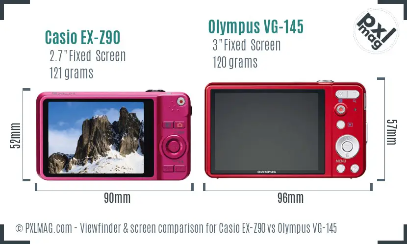 Casio EX-Z90 vs Olympus VG-145 Screen and Viewfinder comparison
