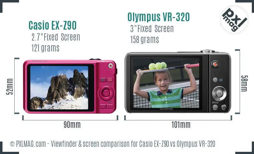 Casio EX-Z90 vs Olympus VR-320 Screen and Viewfinder comparison