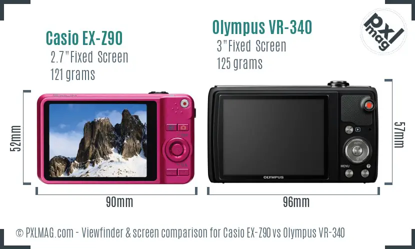 Casio EX-Z90 vs Olympus VR-340 Screen and Viewfinder comparison