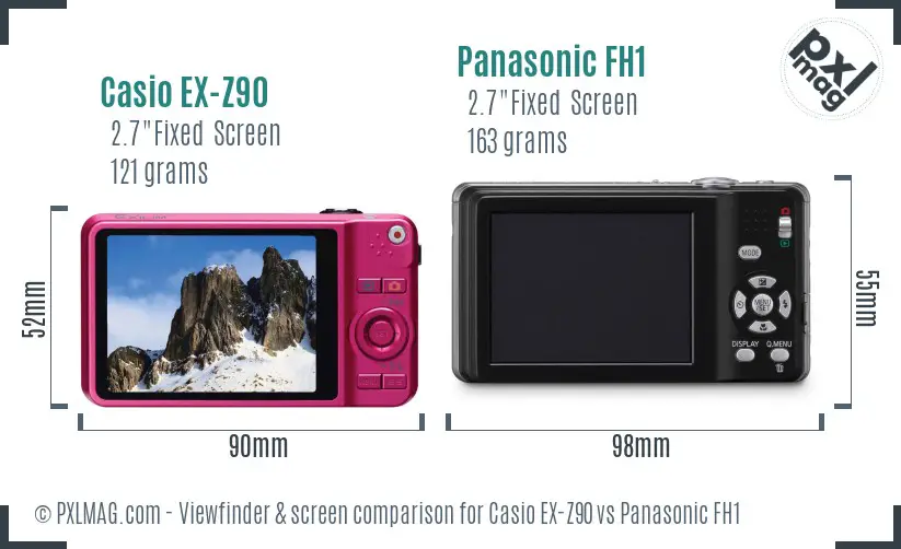 Casio EX-Z90 vs Panasonic FH1 Screen and Viewfinder comparison