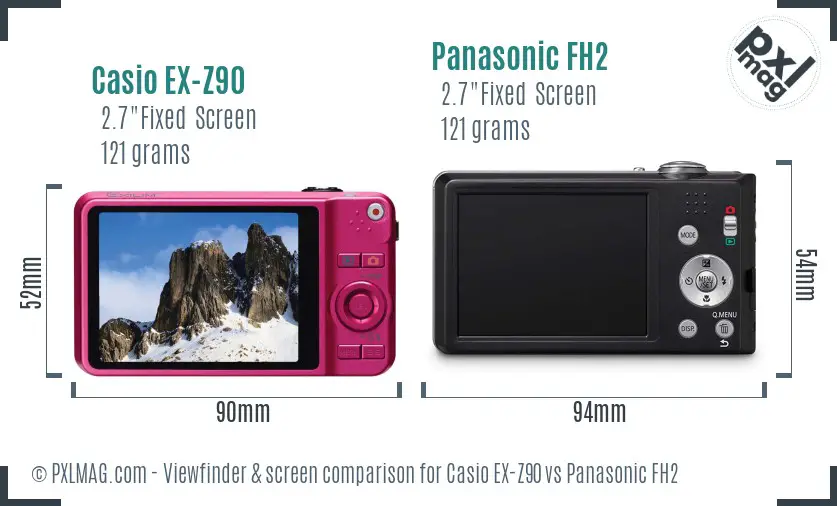 Casio EX-Z90 vs Panasonic FH2 Screen and Viewfinder comparison