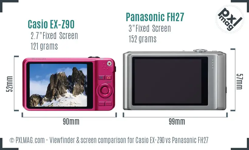 Casio EX-Z90 vs Panasonic FH27 Screen and Viewfinder comparison