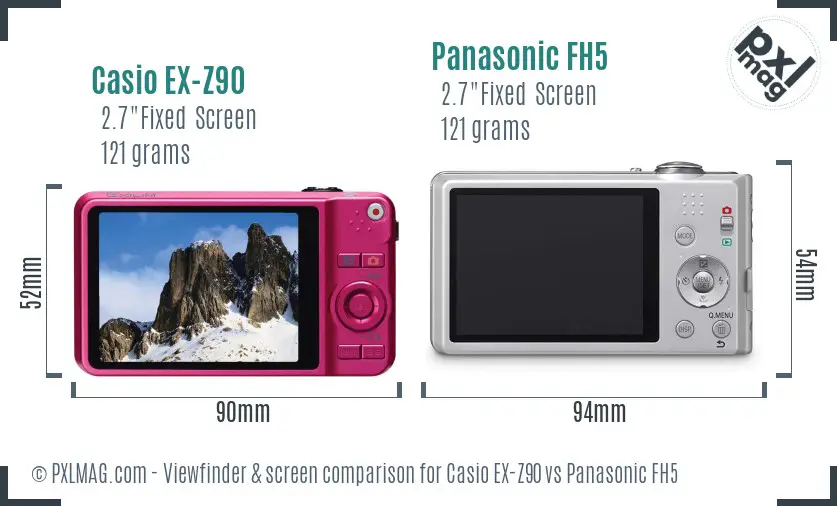 Casio EX-Z90 vs Panasonic FH5 Screen and Viewfinder comparison