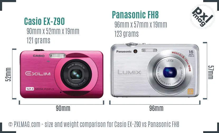Casio EX-Z90 vs Panasonic FH8 size comparison Casio EX-Z90 vs Panasonic FH8 size comparison