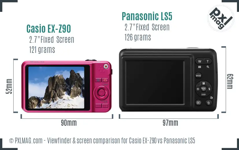 Casio EX-Z90 vs Panasonic LS5 Screen and Viewfinder comparison