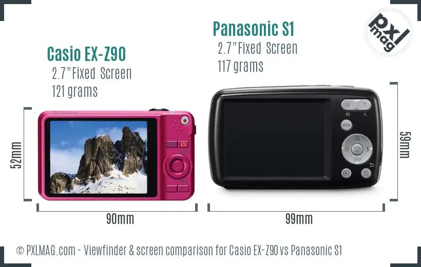 Casio EX-Z90 vs Panasonic S1 Screen and Viewfinder comparison