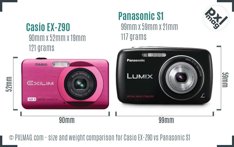 Casio EX-Z90 vs Panasonic S1 size comparison