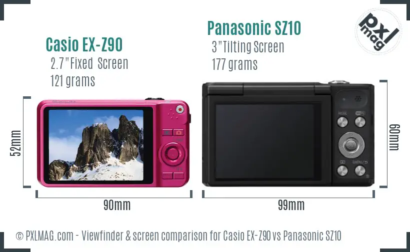 Casio EX-Z90 vs Panasonic SZ10 Screen and Viewfinder comparison Casio EX-Z90 vs Panasonic SZ10 Screen and Viewfinder comparison