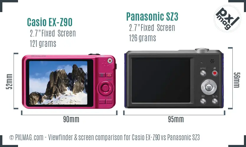 Casio EX-Z90 vs Panasonic SZ3 Screen and Viewfinder comparison