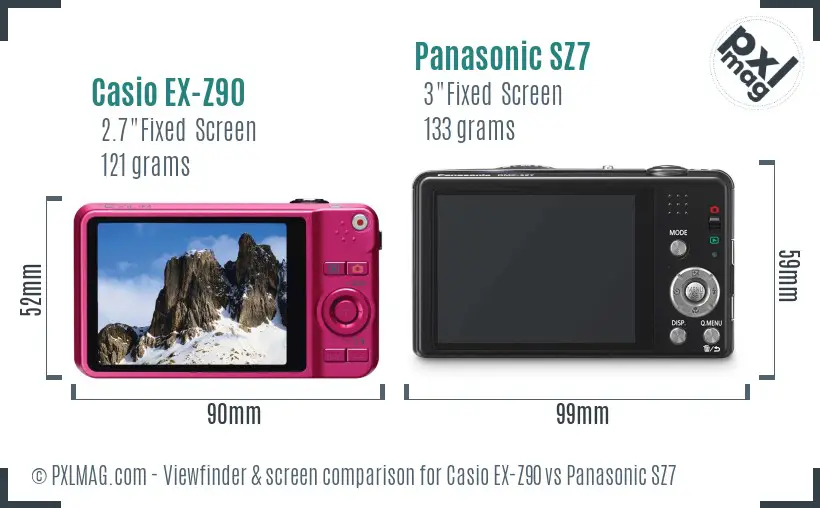 Casio EX-Z90 vs Panasonic SZ7 Screen and Viewfinder comparison