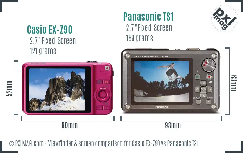 Casio EX-Z90 vs Panasonic TS1 Screen and Viewfinder comparison