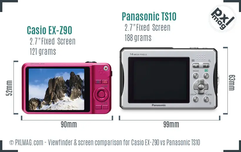 Casio EX-Z90 vs Panasonic TS10 Screen and Viewfinder comparison