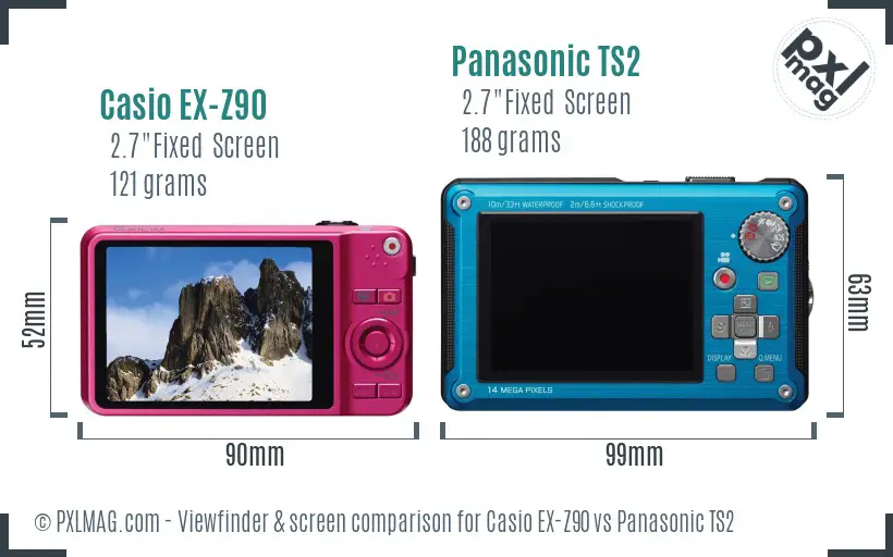 Casio EX-Z90 vs Panasonic TS2 Screen and Viewfinder comparison