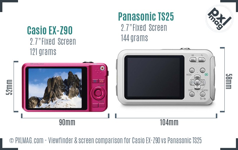 Casio EX-Z90 vs Panasonic TS25 Screen and Viewfinder comparison
