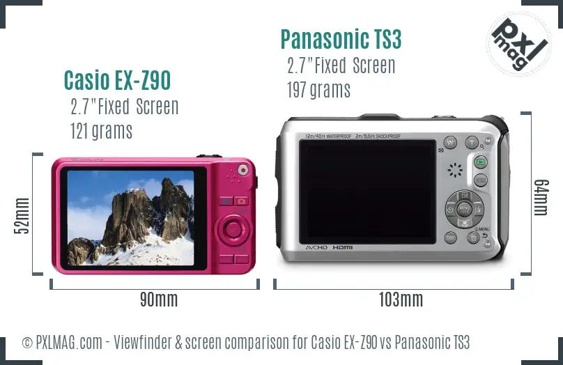 Casio EX-Z90 vs Panasonic TS3 Screen and Viewfinder comparison