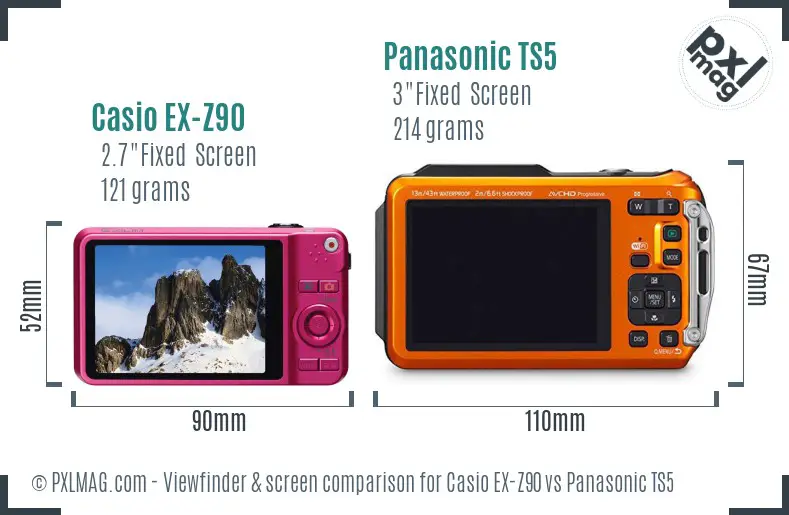Casio EX-Z90 vs Panasonic TS5 Screen and Viewfinder comparison