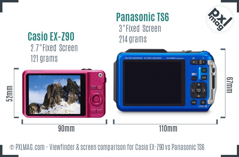 Casio EX-Z90 vs Panasonic TS6 Screen and Viewfinder comparison