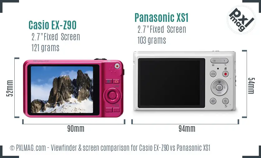 Casio EX-Z90 vs Panasonic XS1 Screen and Viewfinder comparison