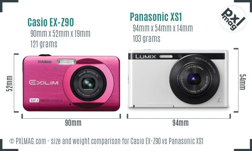 Casio EX-Z90 vs Panasonic XS1 size comparison