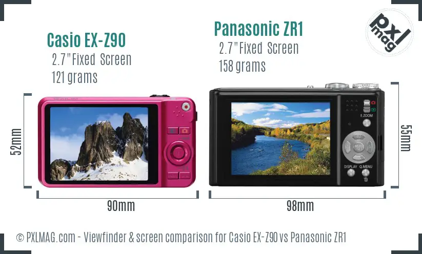 Casio EX-Z90 vs Panasonic ZR1 Screen and Viewfinder comparison