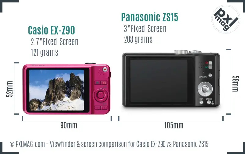 Casio EX-Z90 vs Panasonic ZS15 Screen and Viewfinder comparison Casio EX-Z90 vs Panasonic ZS15 Screen and Viewfinder comparison