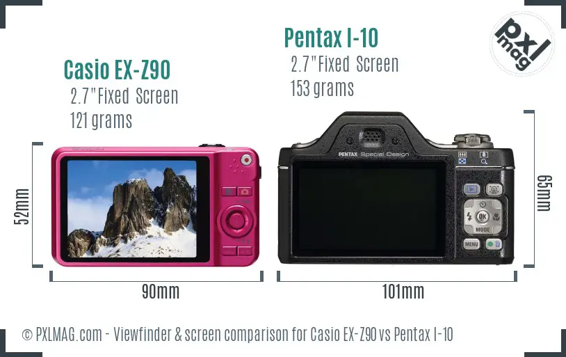 Casio EX-Z90 vs Pentax I-10 Screen and Viewfinder comparison