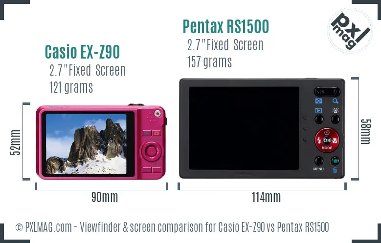 Casio EX-Z90 vs Pentax RS1500 Screen and Viewfinder comparison Casio EX-Z90 vs Pentax RS1500 Screen and Viewfinder comparison