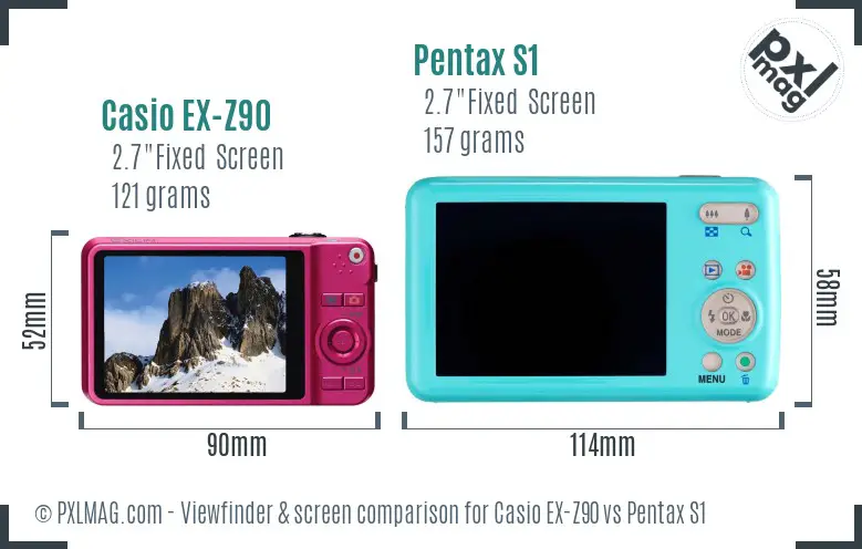 Casio EX-Z90 vs Pentax S1 Screen and Viewfinder comparison