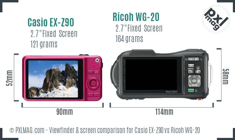 Casio EX-Z90 vs Ricoh WG-20 Screen and Viewfinder comparison
